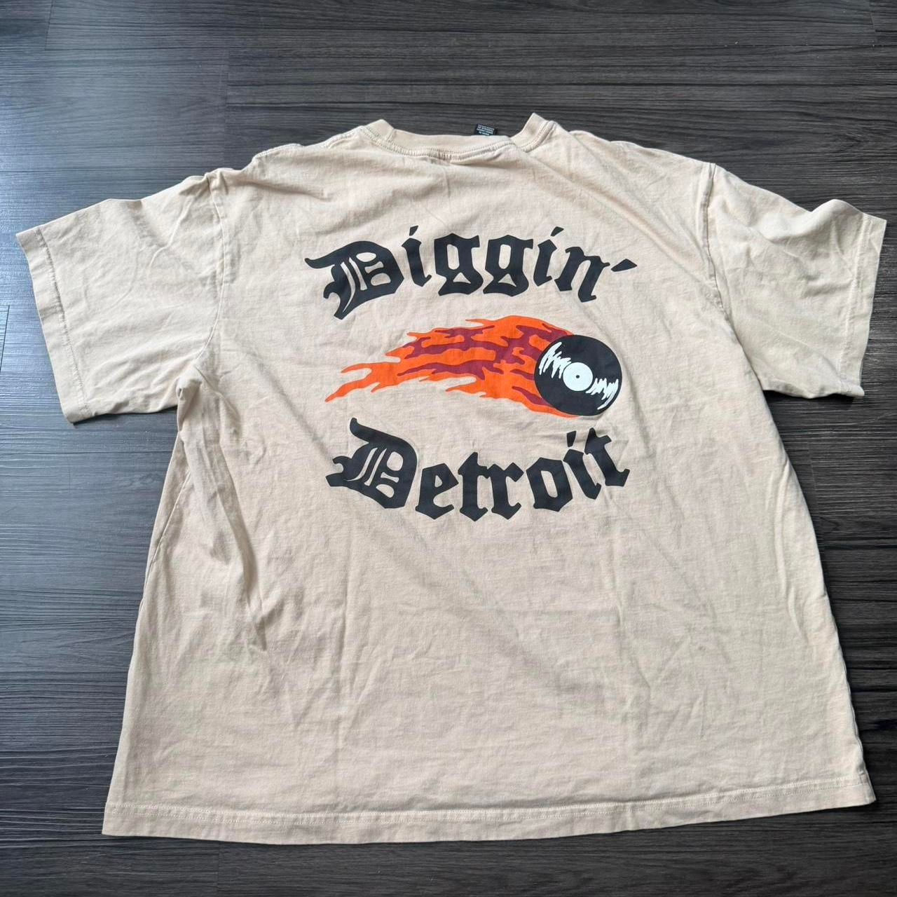 Y2k Diggin Detroit Flames Music Record Tee Streetwear Size Xl